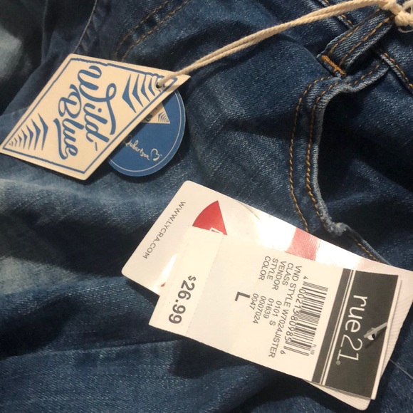 Wild Blue Short Denim Overalls - Picture 2 of 2